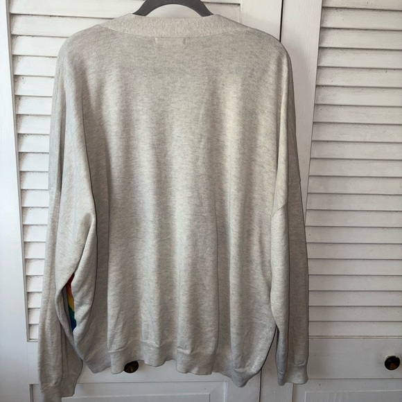 Natural Life Rainbow Stripe Cardigan Sweater L/XL Beige 100% Cotton Boho - Picture 5 of 6